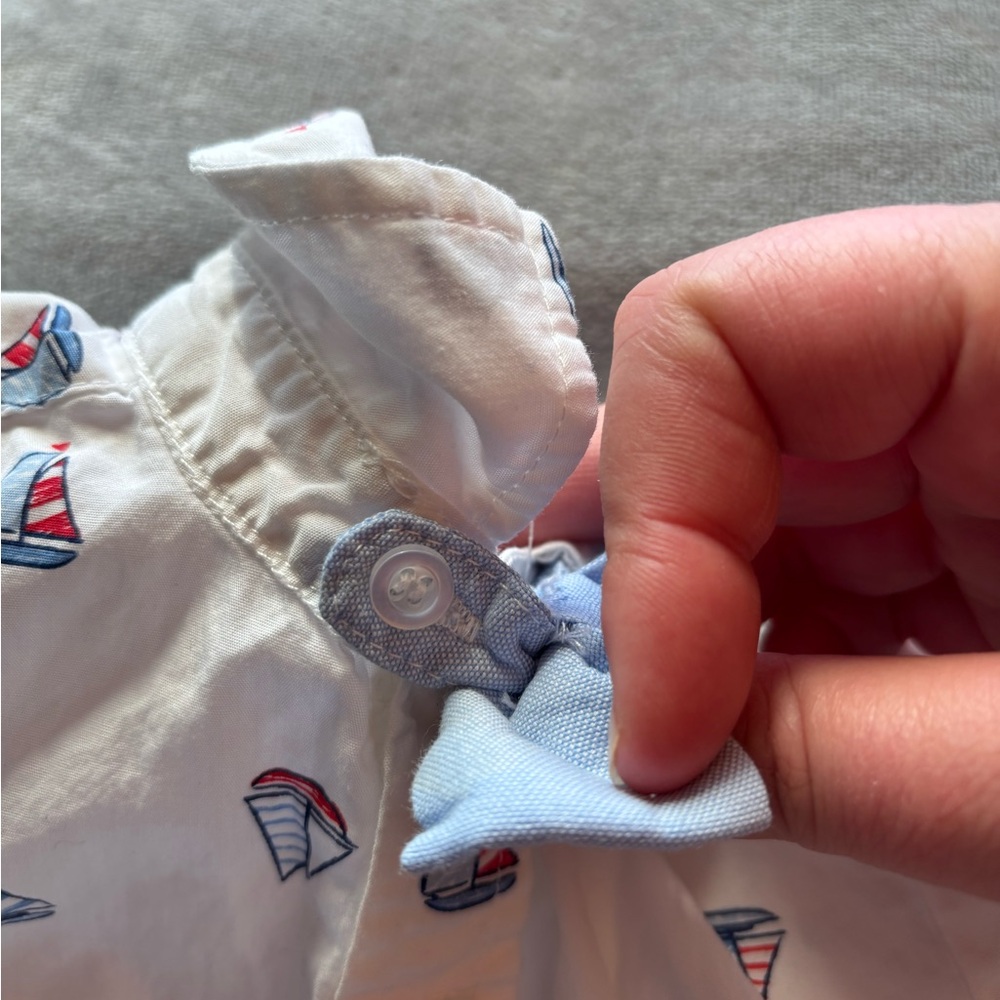 Boy’s Sailboat Print Shirt and Striped Shorts Set, size 9 mos - Picture 2 of 5